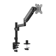 Brateck Single Monitor Pole-Mounted Gas Spring Monitor Arm, Matt Black
