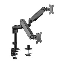 Brateck Dual Monitor Pole-Mounted Gas Spring Monitor Arm, max. 32", 9 kg, Matt Black
