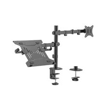 Brateck Steel Monitor Arm, max 32", 9 kg, with Laptop Tray, Matt Black