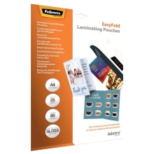 Fellowes Easy Fold laminaning pouch A4 80 mic, glossy PK25