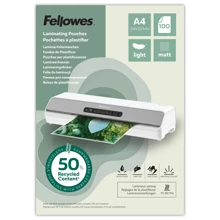 Laminating pouches Fellowes A4 80 mic 50% RECYLED content, matt