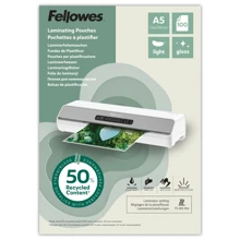 Laminating pouches Fellowes A5 80 mic 50% RECYLED content, glossy