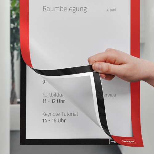 Magnetoplan magnetofix info-frame, self-adhesive, A4, red (2pcs)